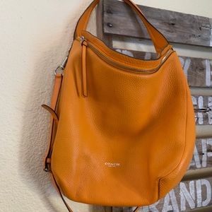 Coach Bleecker Sullivan Convertible Mandarin Orange Leather Hobo Bag